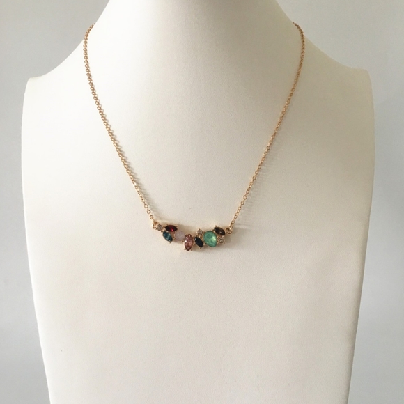 Blingbling gold color plating colorful stone neckl - Picture 3 of 5